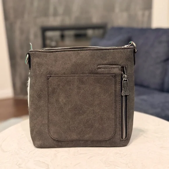 Trinity Ranch Western Hair-On Cowhide Concealed Carry Crossbody Black - Picture 3 of 6